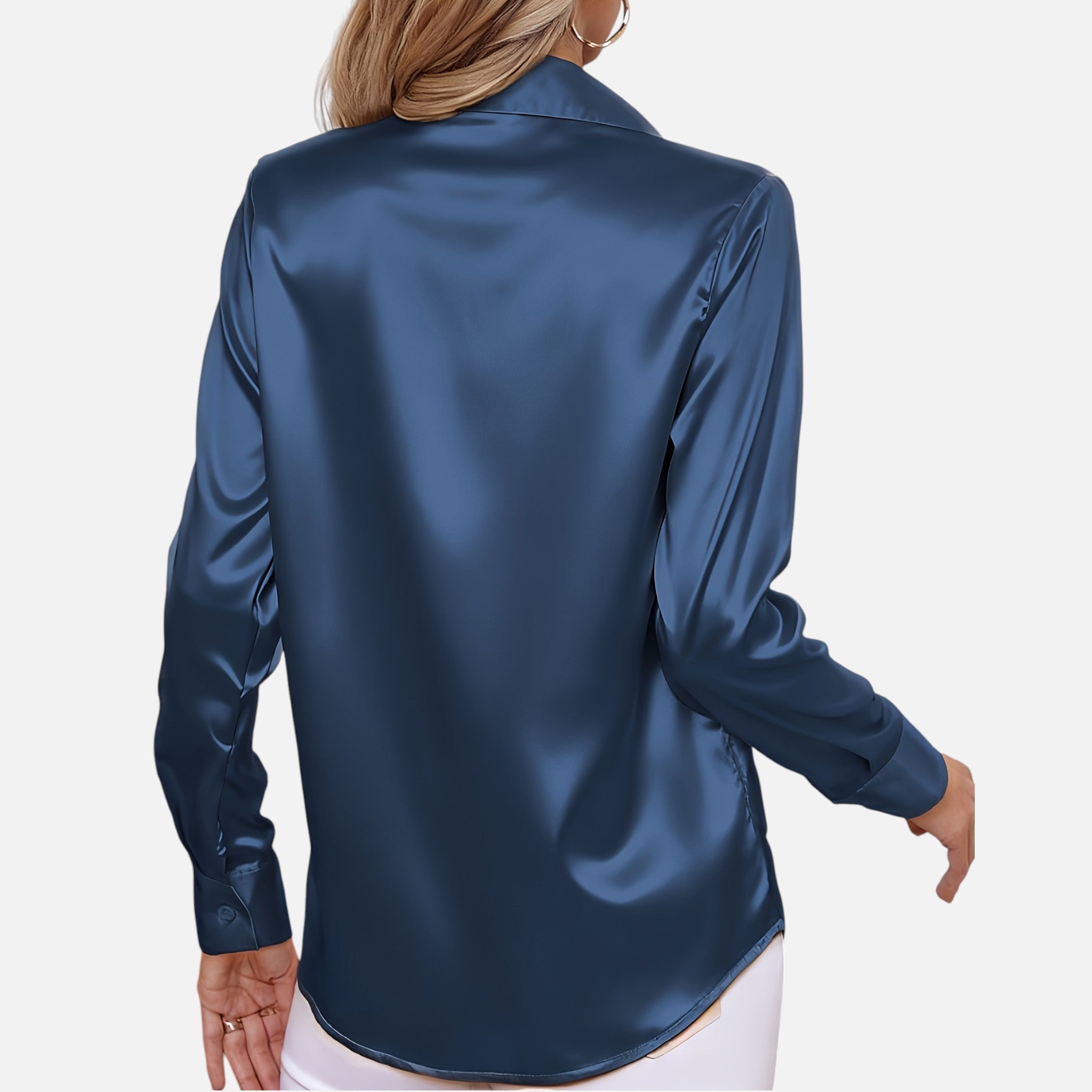 Amvanto | Women’s Elegant Satin Button Blouse