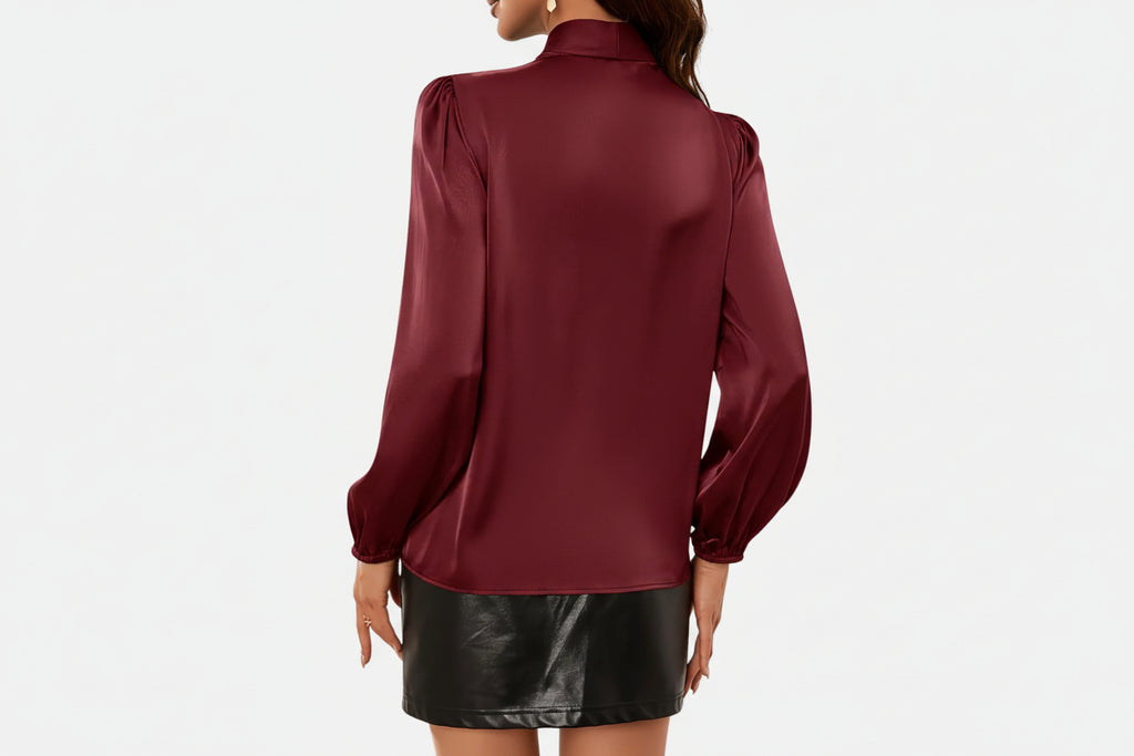 Amvanto | Women’s Stand-Collar Ribbon Blouse