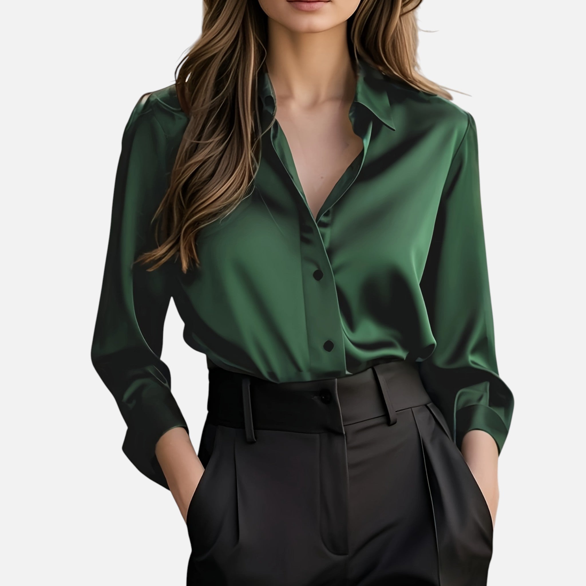 Amvanto | Women’s Elegant Satin Button Blouse