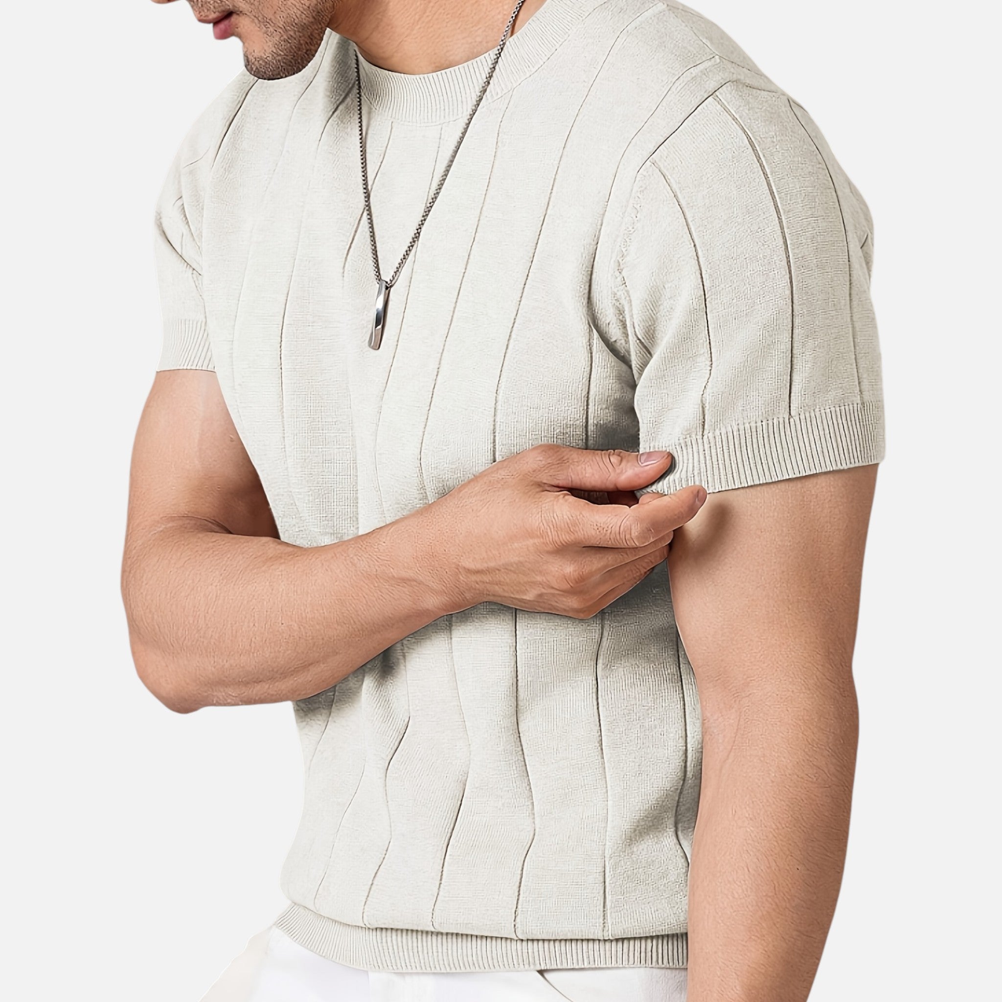 Amvanto | Men’s Slim-Fit Striped Knit T-Shirt