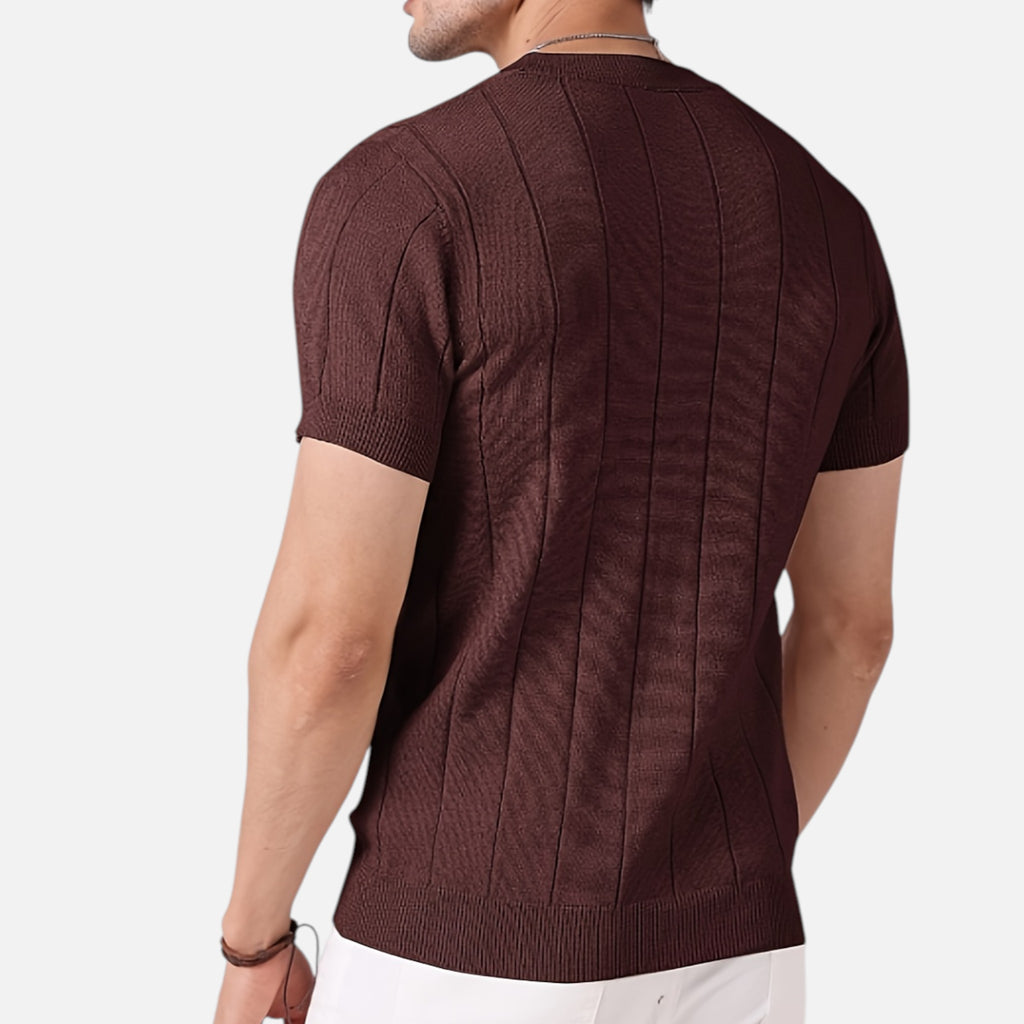 Amvanto | Men’s Slim-Fit Striped Knit T-Shirt
