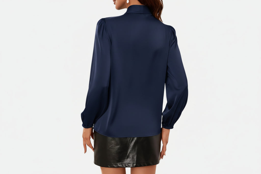 Amvanto | Women’s Stand-Collar Ribbon Blouse