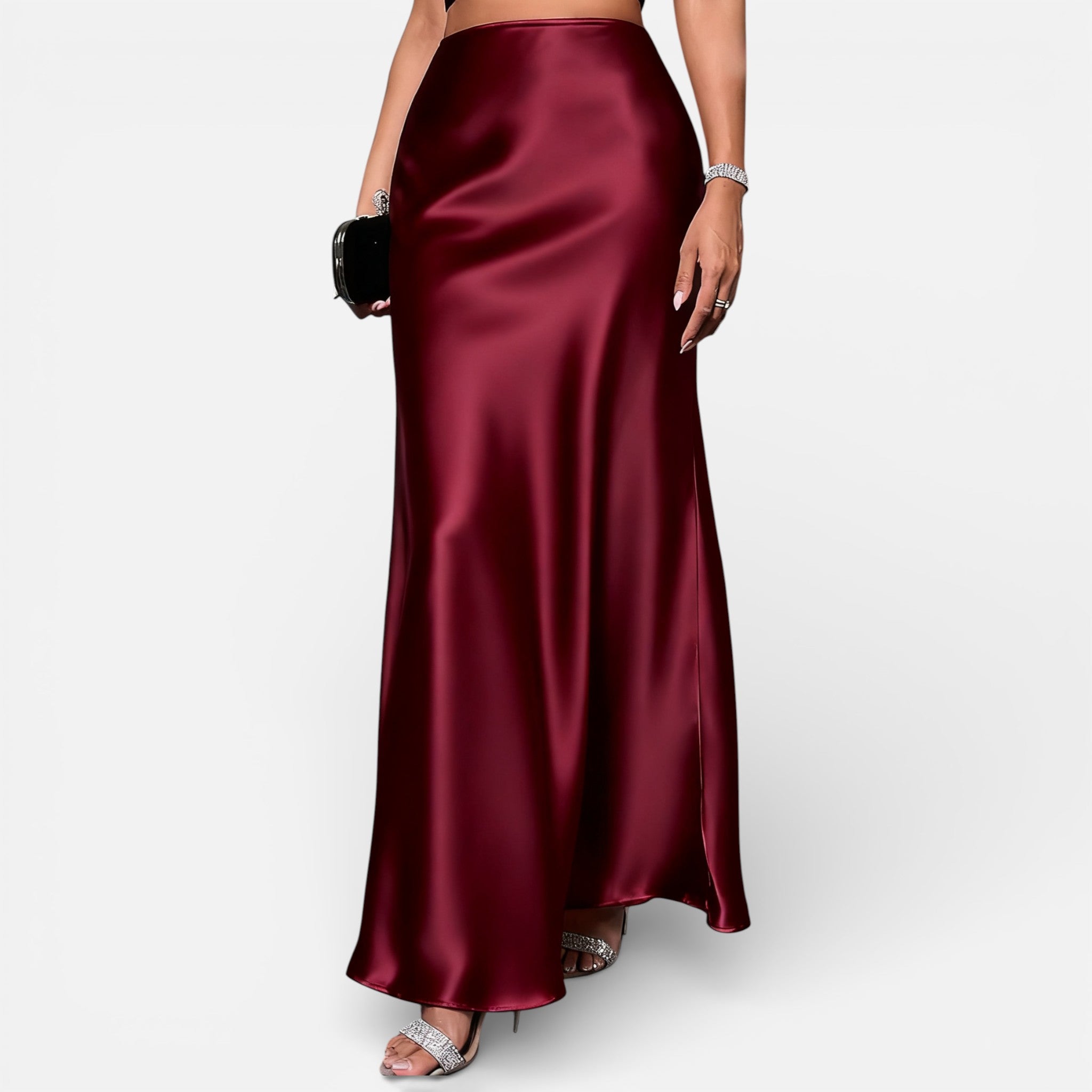 Amvanto | Women’s Elegant Long Satin Skirt