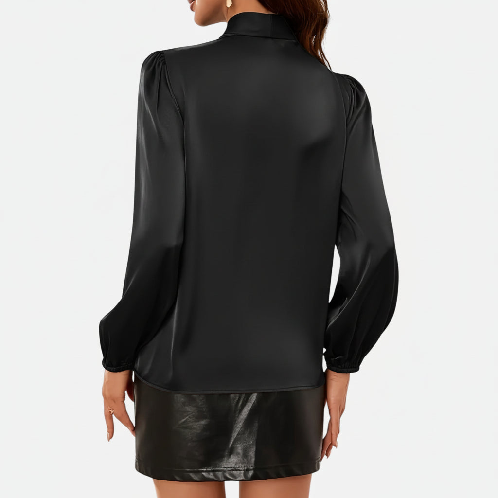 Amvanto | Women’s Stand-Collar Ribbon Blouse