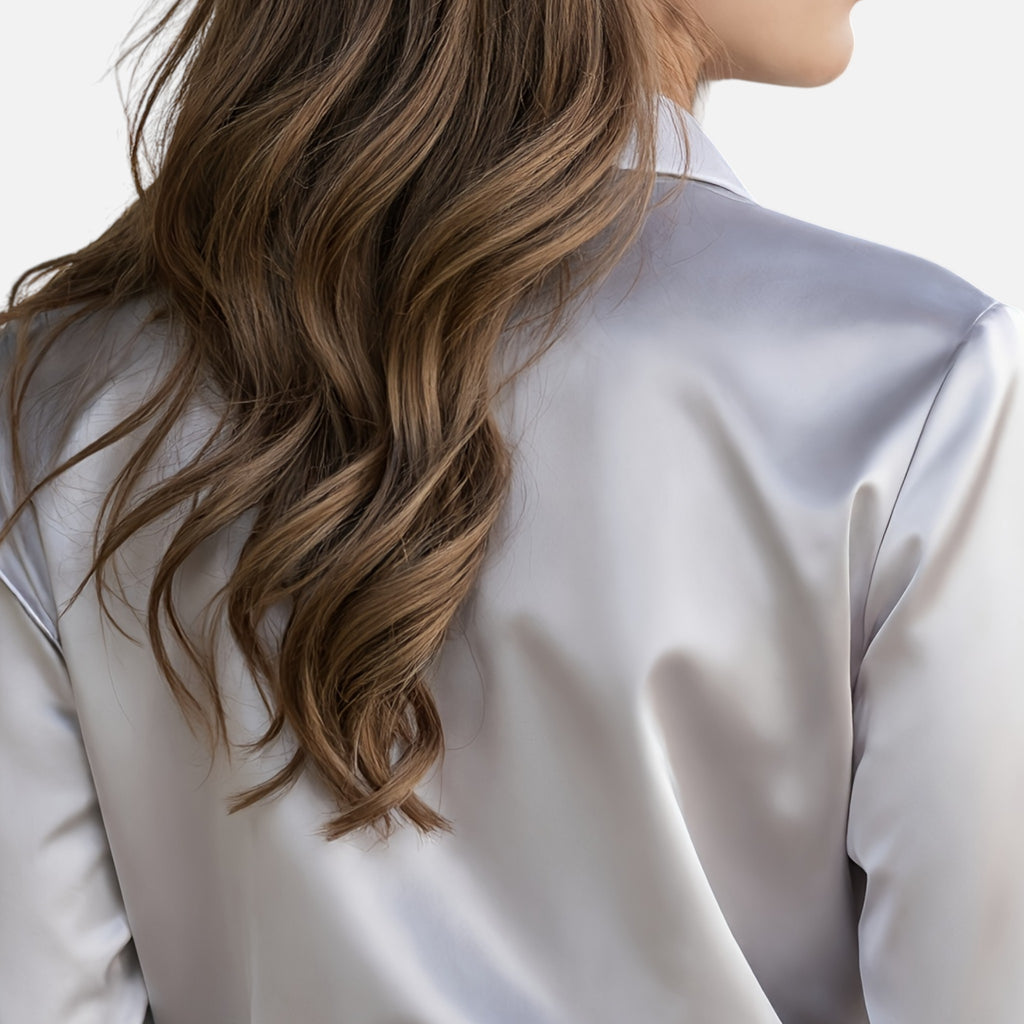 Amvanto | Women’s Elegant Satin Button Blouse