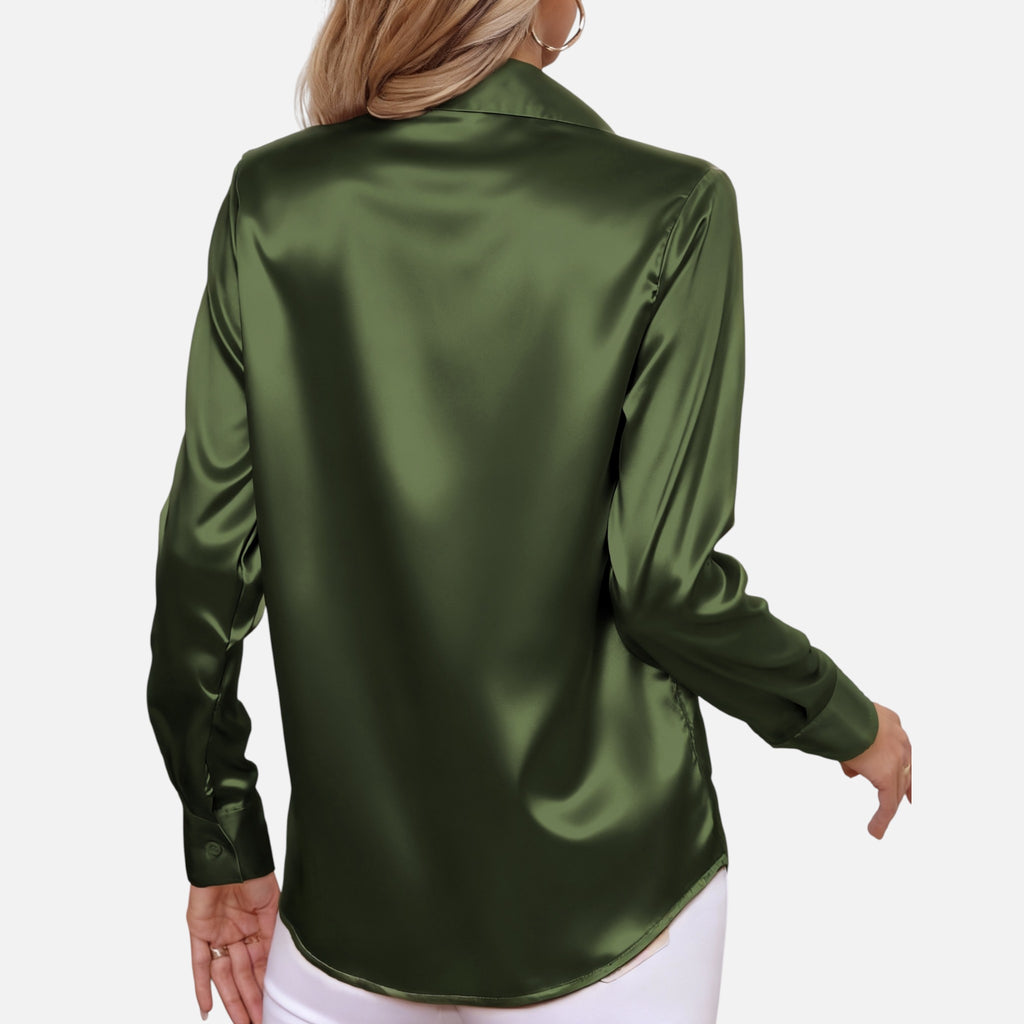 Amvanto | Women’s Elegant Satin Button Blouse