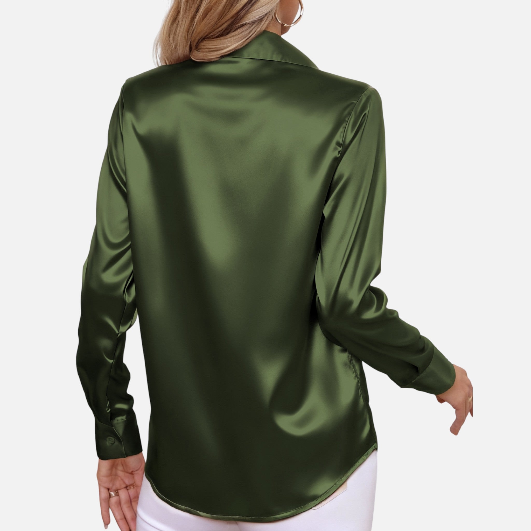 Amvanto | Women’s Elegant Satin Button Blouse