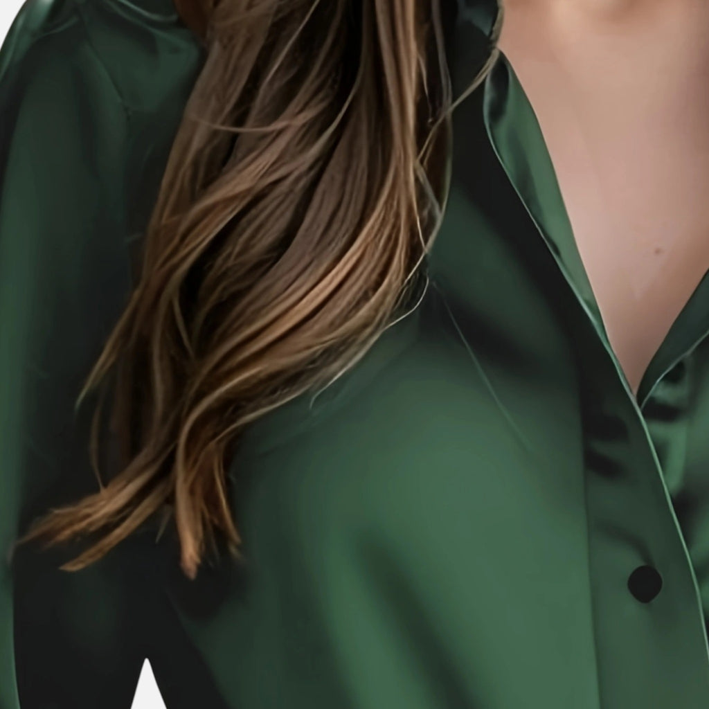 Amvanto | Women’s Elegant Satin Button Blouse