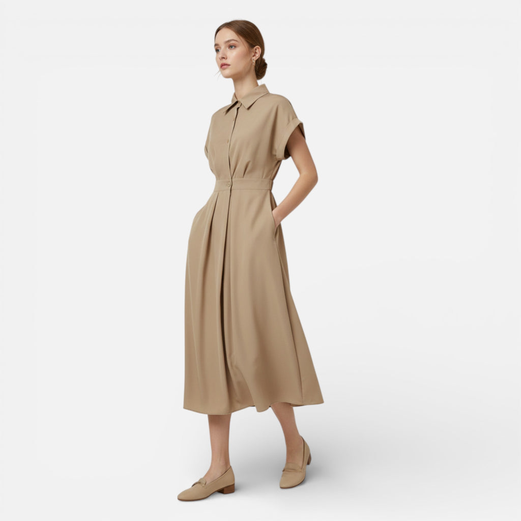 Amvanto | Women’s Button-Front Shirt Dress with Lapel Collar