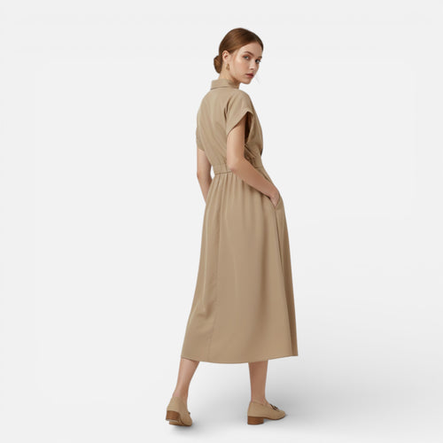 Amvanto | Women’s Button-Front Shirt Dress with Lapel Collar