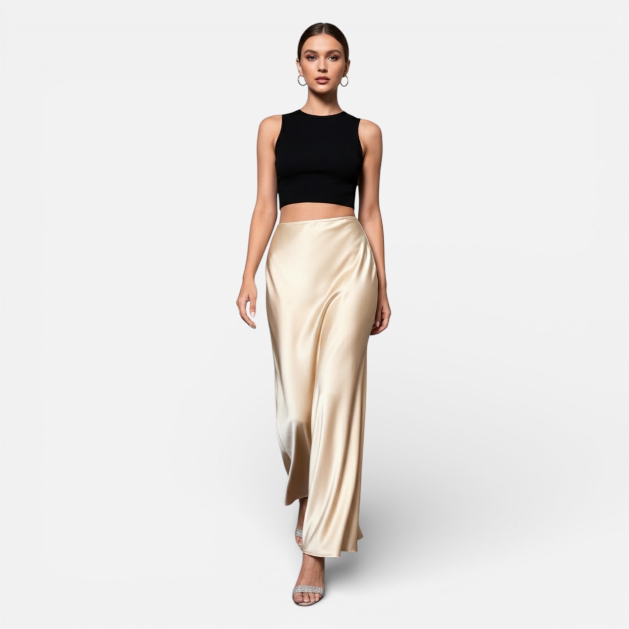 Amvanto | Women’s Elegant Long Satin Skirt