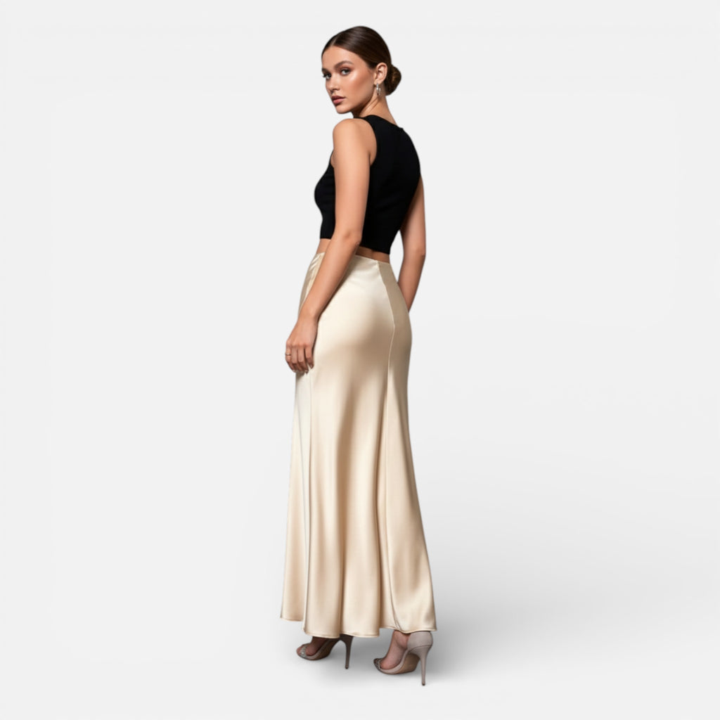 Amvanto | Women’s Elegant Long Satin Skirt