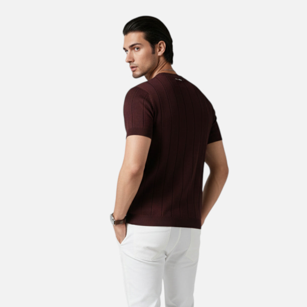 Amvanto | Men’s Slim-Fit Striped Knit T-Shirt