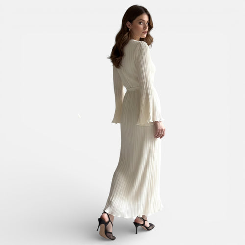 Amvanto | Women’s Long Sleeve Pleated Maxi Dress with Back Tie