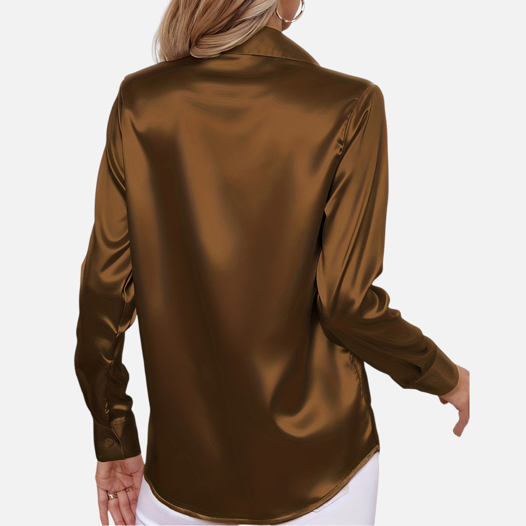 Amvanto | Women’s Elegant Satin Button Blouse