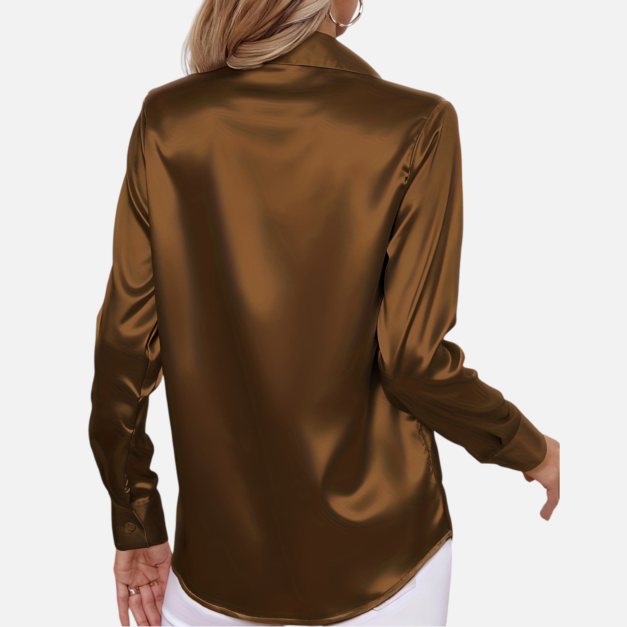 Amvanto | Women’s Elegant Satin Button Blouse