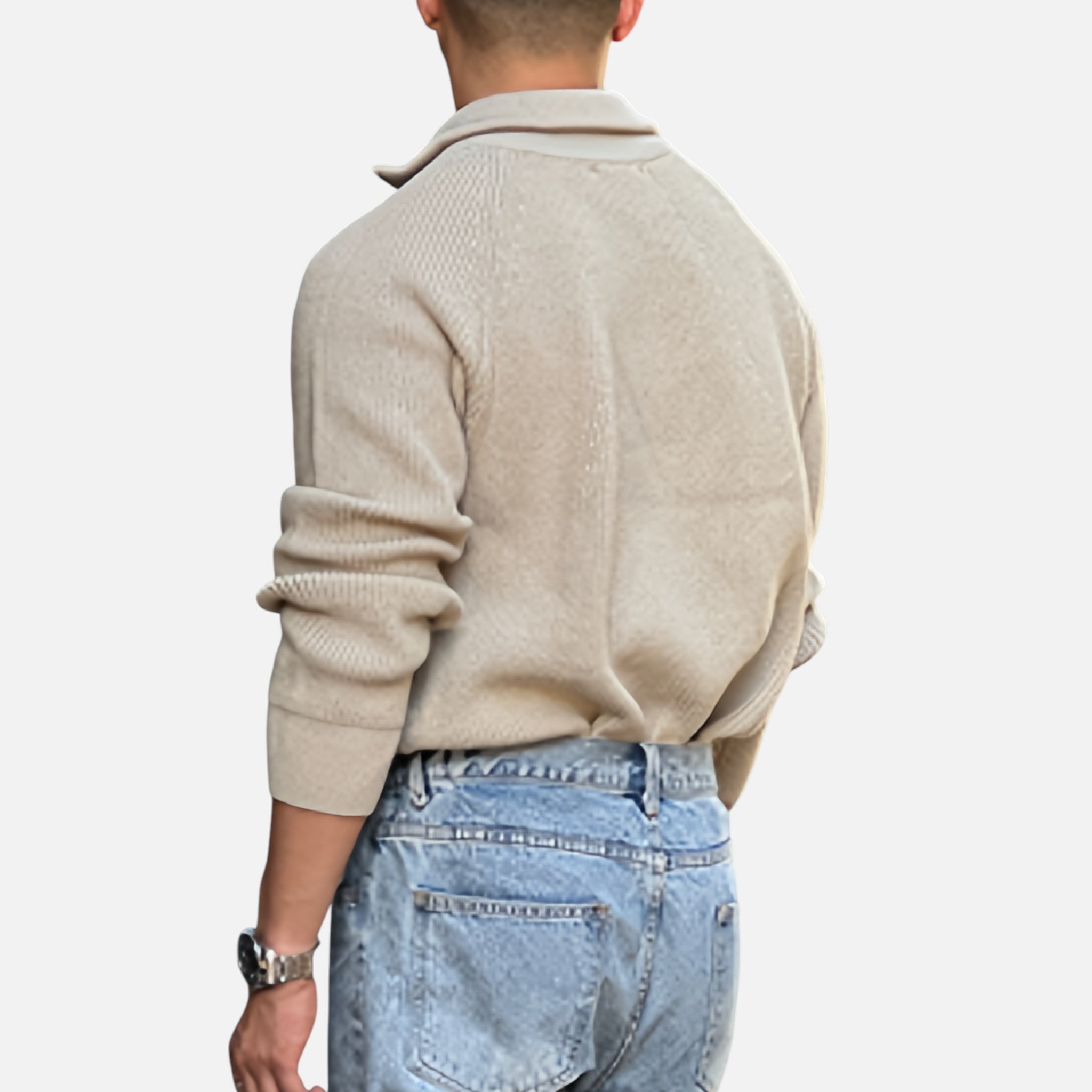 Amvanto | Men’s Raglan Zip-Up Knit Sweater