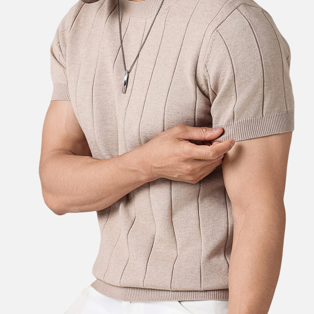 Amvanto | Men’s Slim-Fit Striped Knit T-Shirt