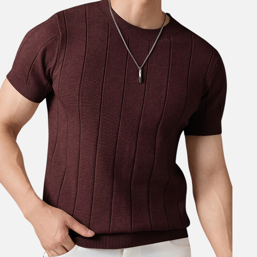 Amvanto | Men’s Slim-Fit Striped Knit T-Shirt