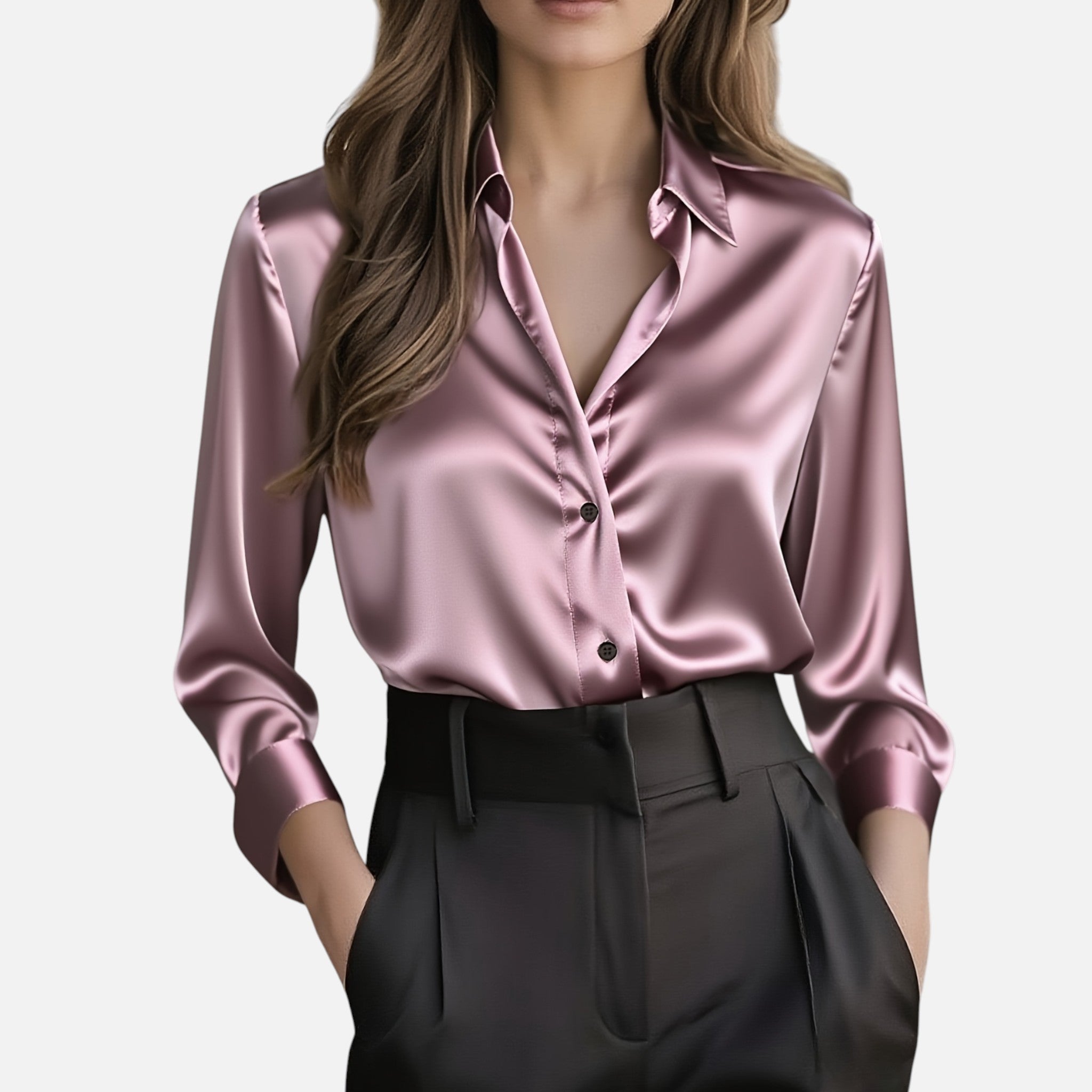 Amvanto | Women’s Elegant Satin Button Blouse