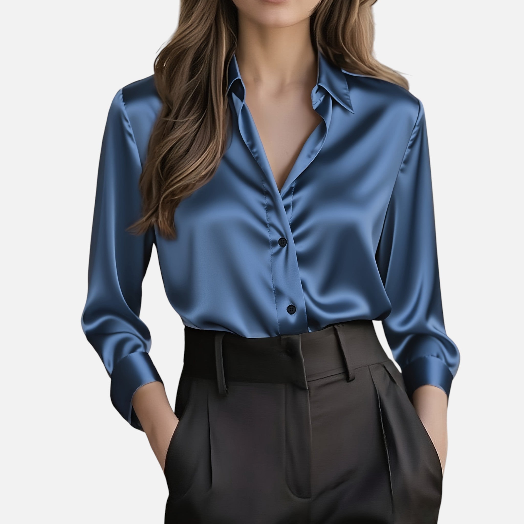 Amvanto | Women’s Elegant Satin Button Blouse